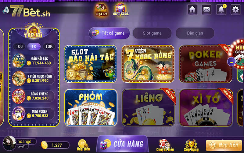 Tham gia 77Bet với vô vàn sàn game hấp dẫn 